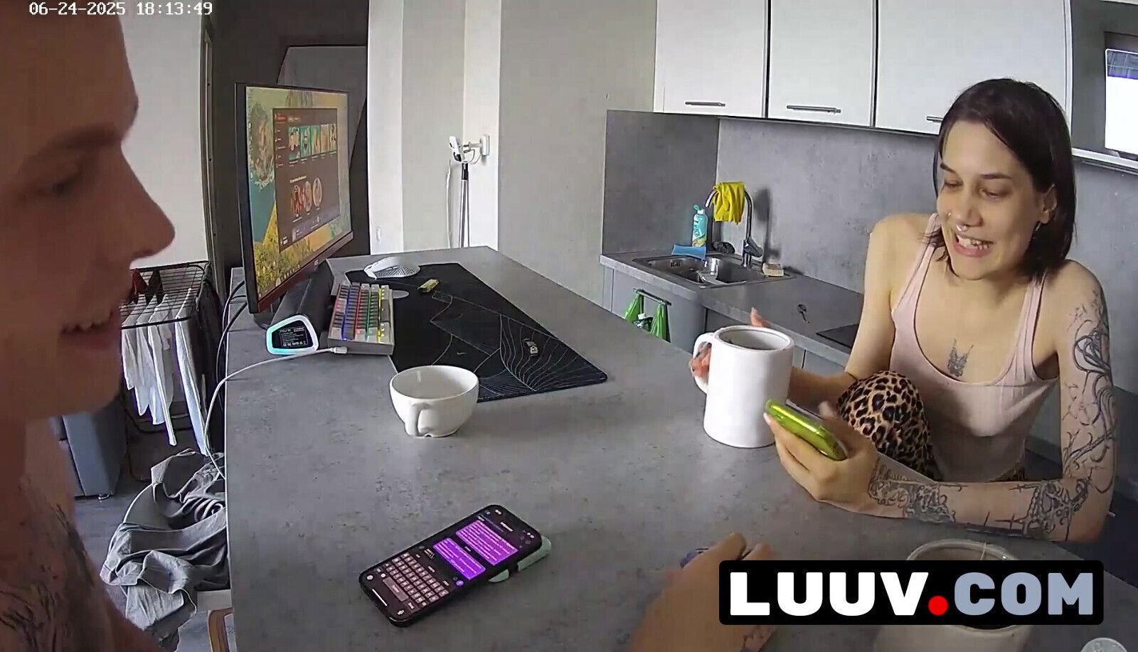 LUUV. Real couple Kareflore Abbadon engage casual, real conversation kitchen their reality show