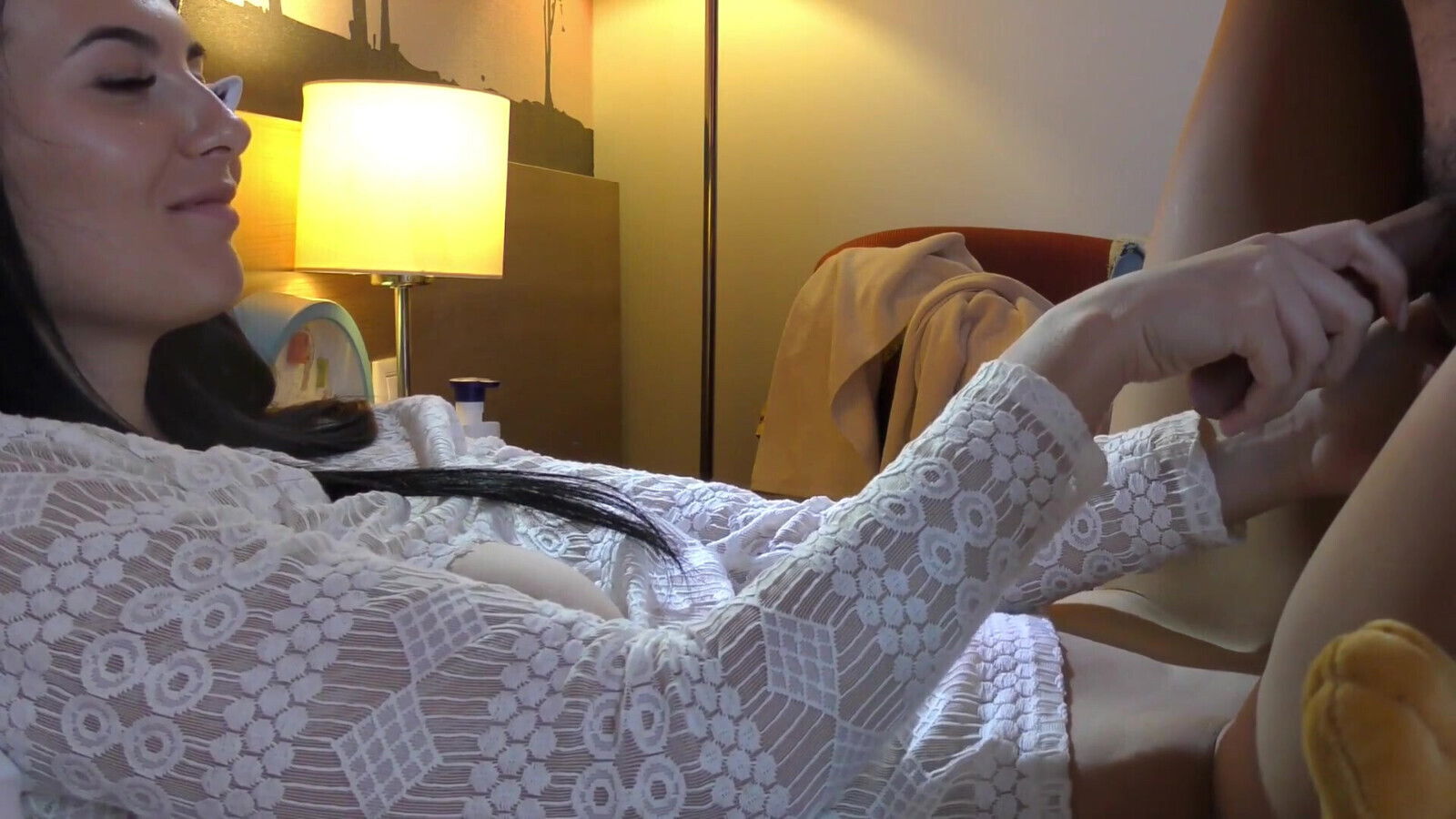 brunette just loves playing with balls precum from