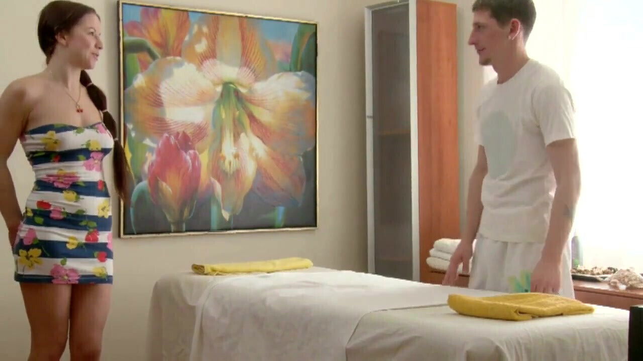 Sexy natural tits, pussy fucking masturbation after massage