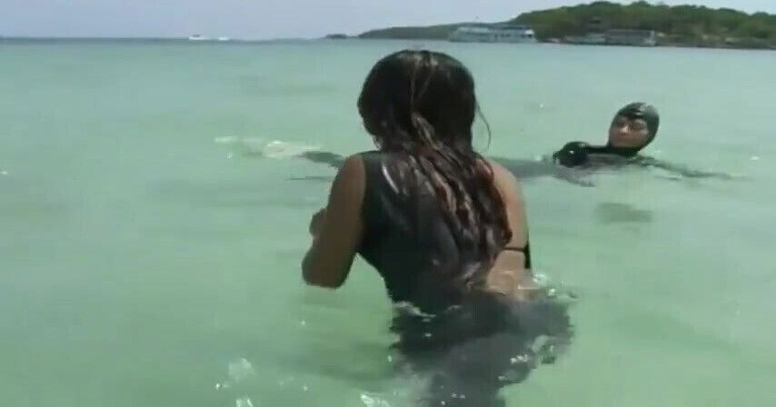 Swimming ocean with ebony