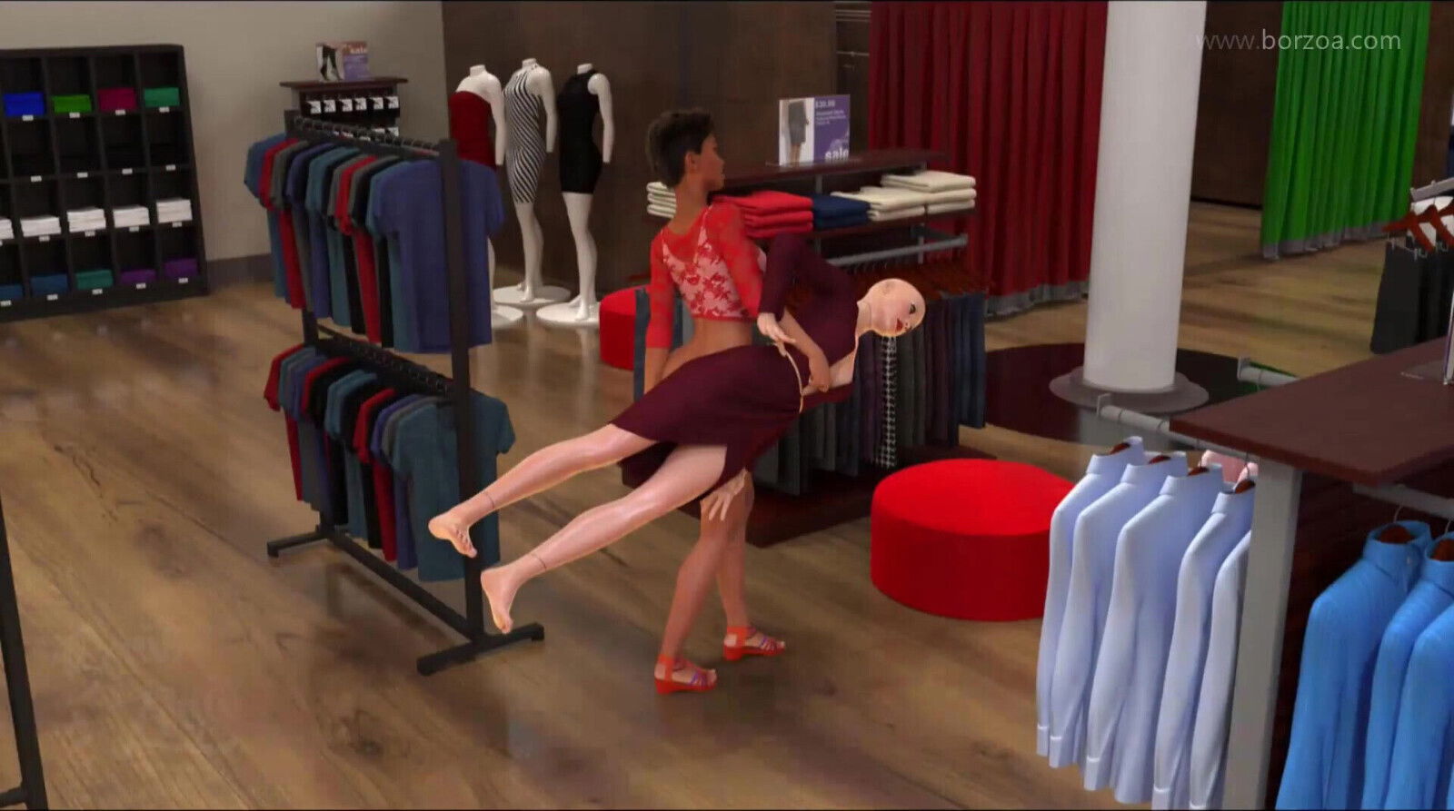 Fashion Business Shop-girl fuck with figurine imagine real person. reaches strong loud orgasm!