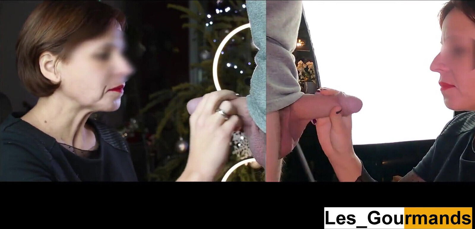 MILF with Lipstick Close-up Double View Gives Wonderful Blowjob Swallows