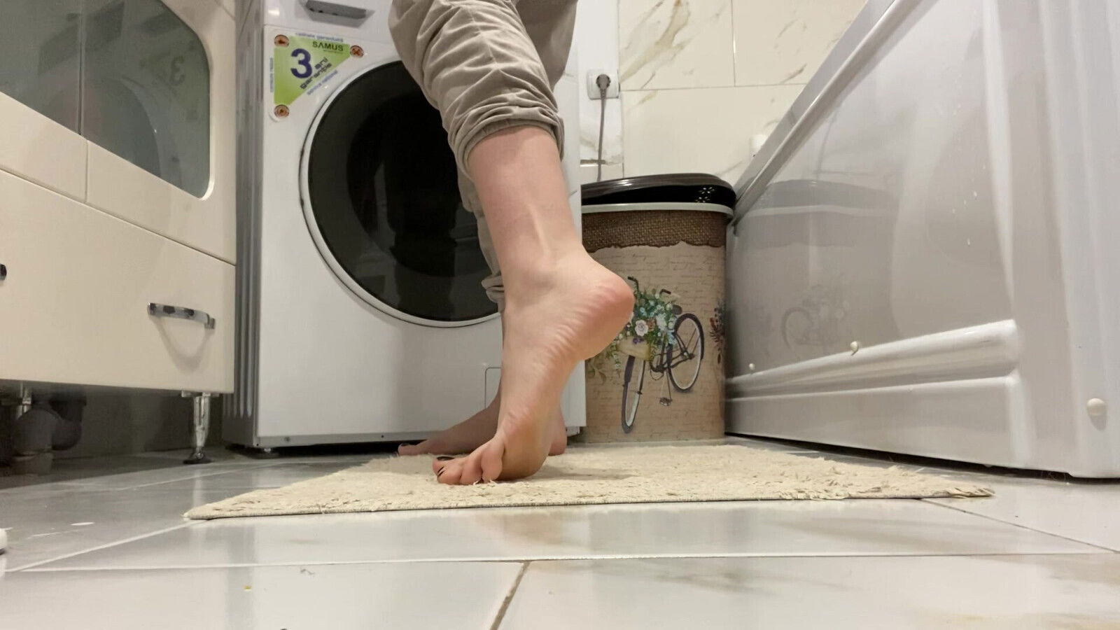 walking around bare feet