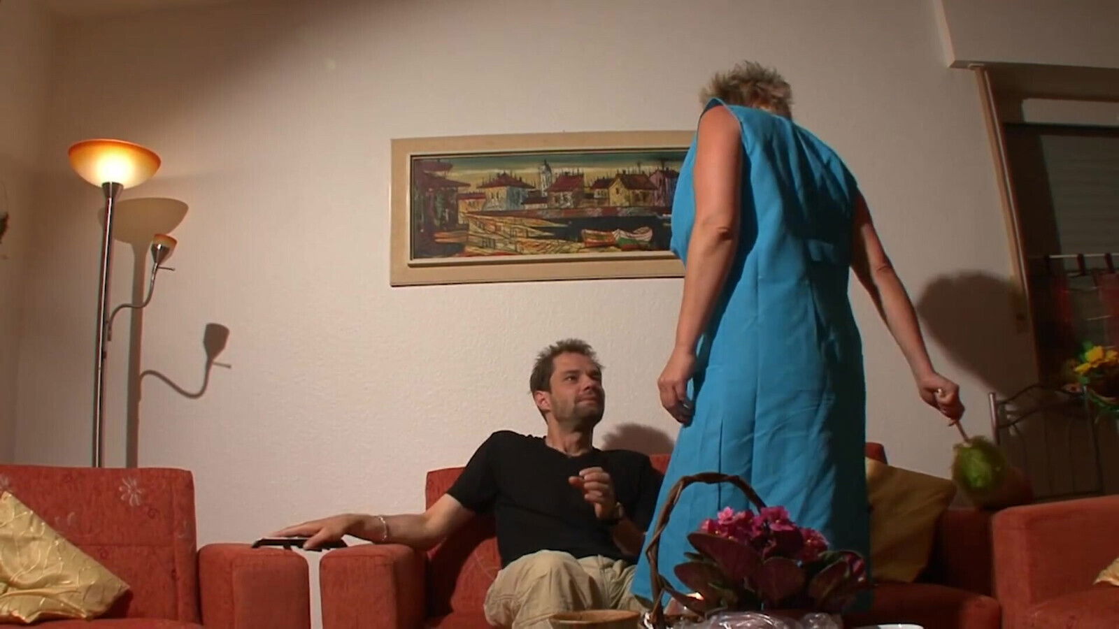 couple watches porn, gets horny fucks