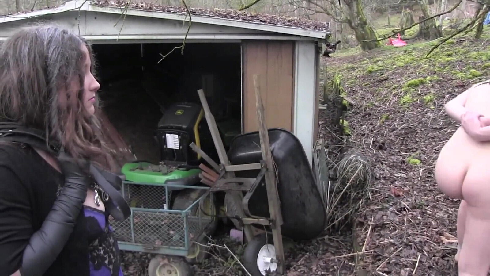 Evil lesbian witch crushes their female working slaves country estate