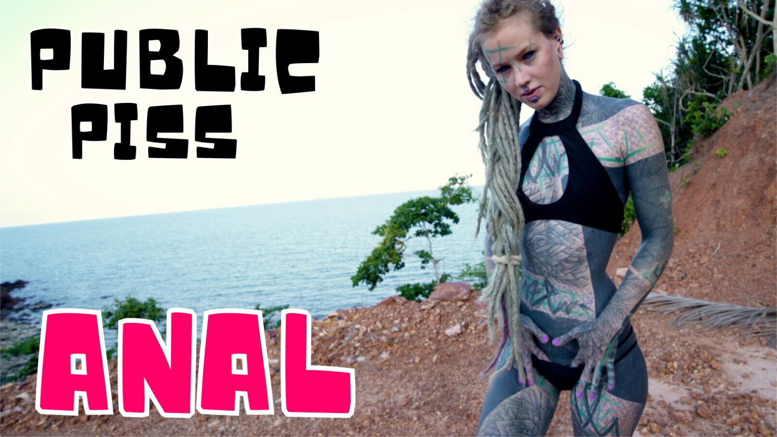 Masturbating Outside Near Anus with Dildo