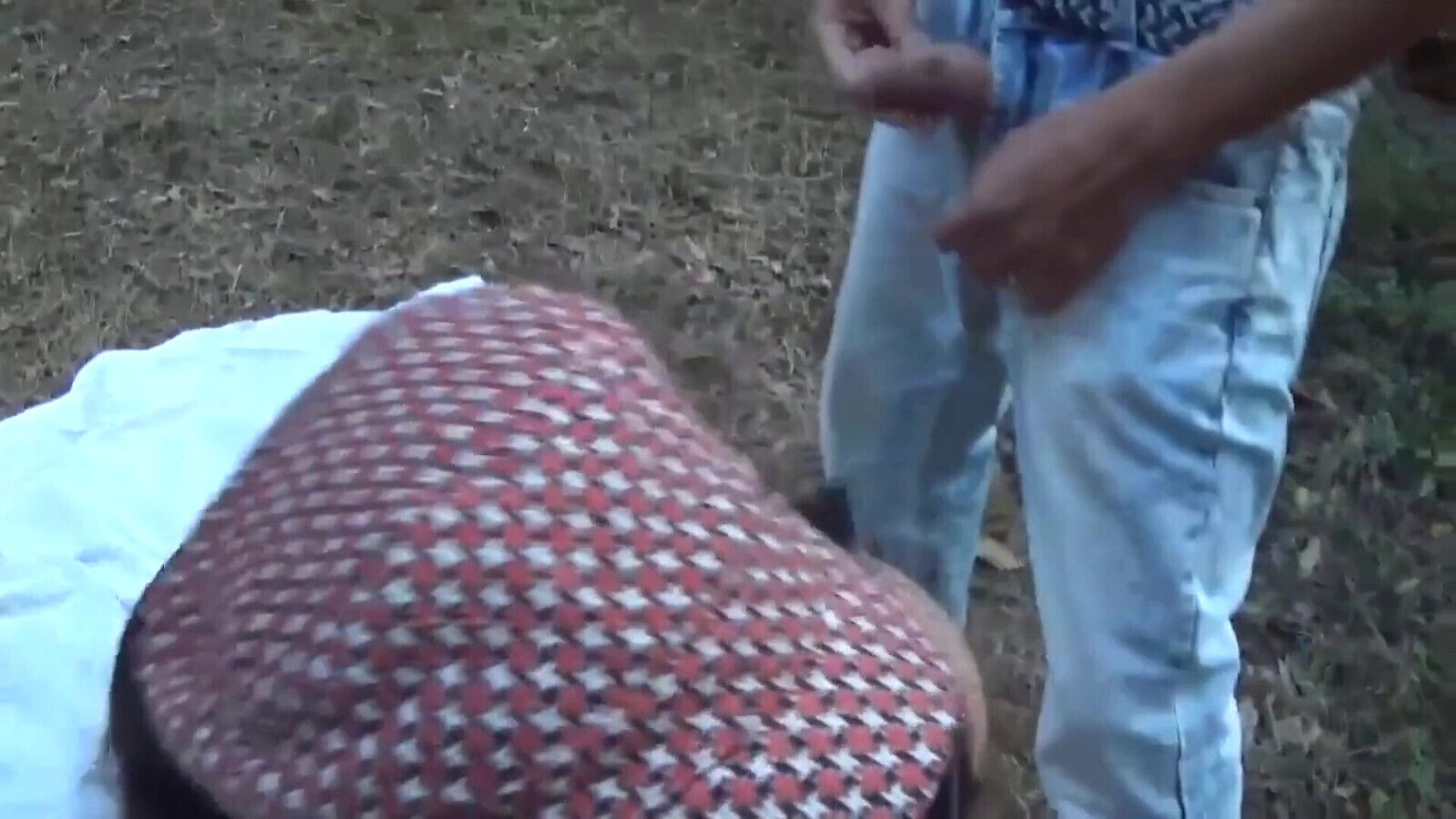 Italian mature threesome grass