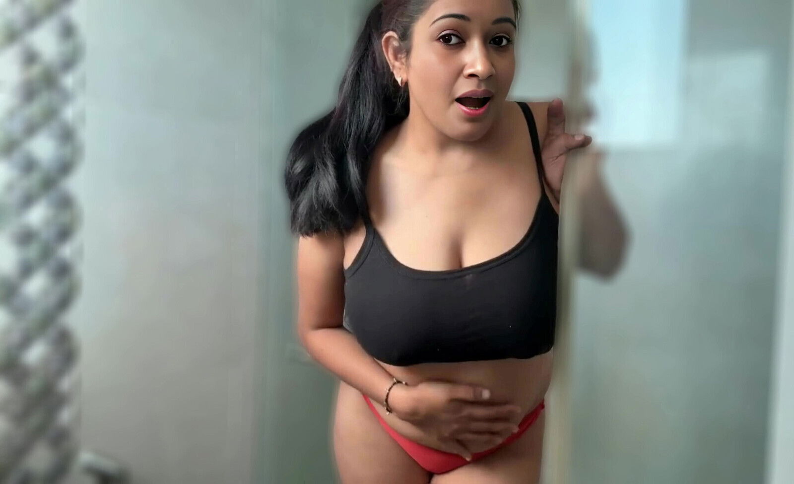 Desi stepdaughter Share Bathroom with Stepfather, Indian Huge Boobs Girl Under Shower