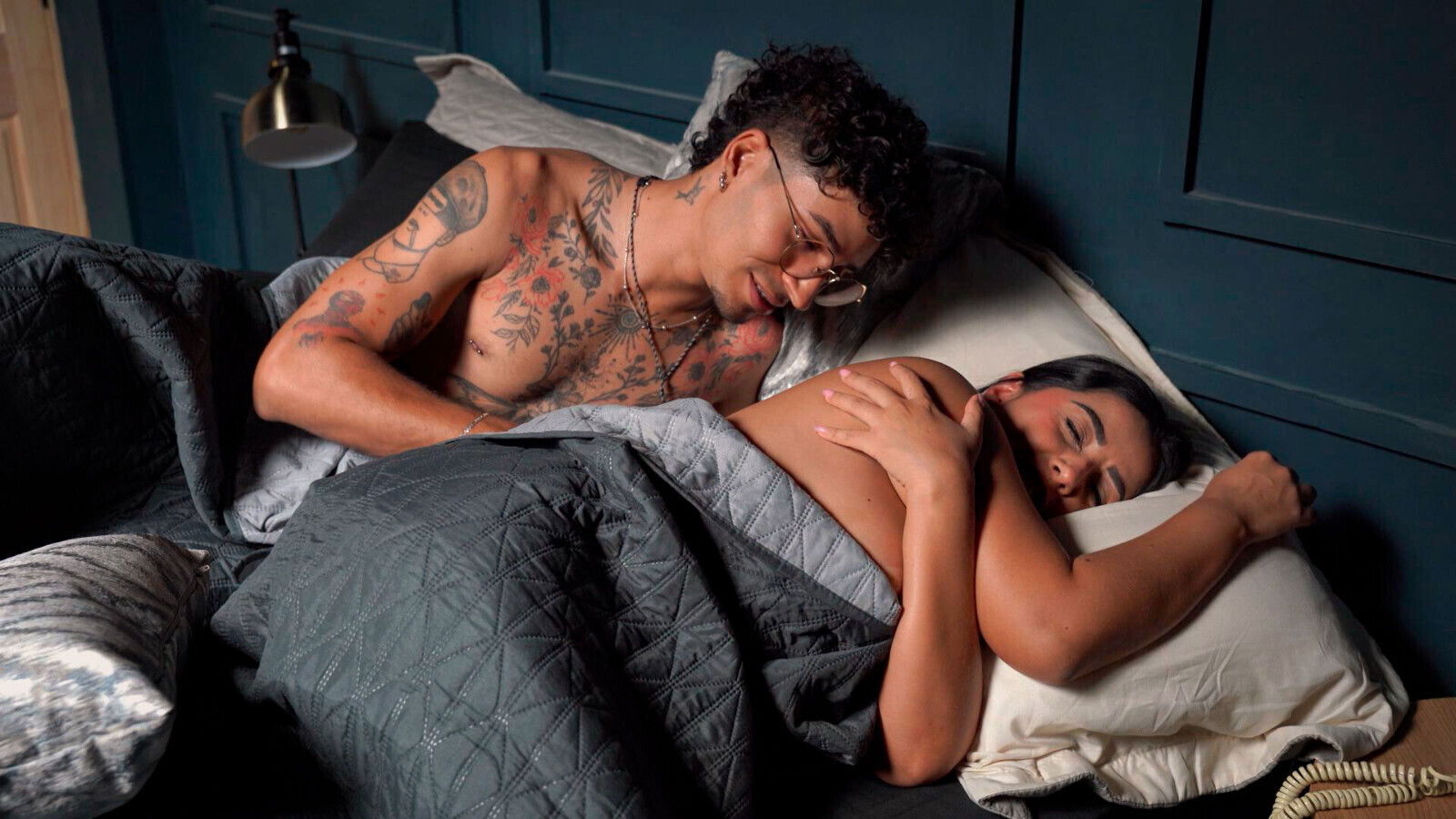 Stepmother fucks stepson after they sharing same hotel