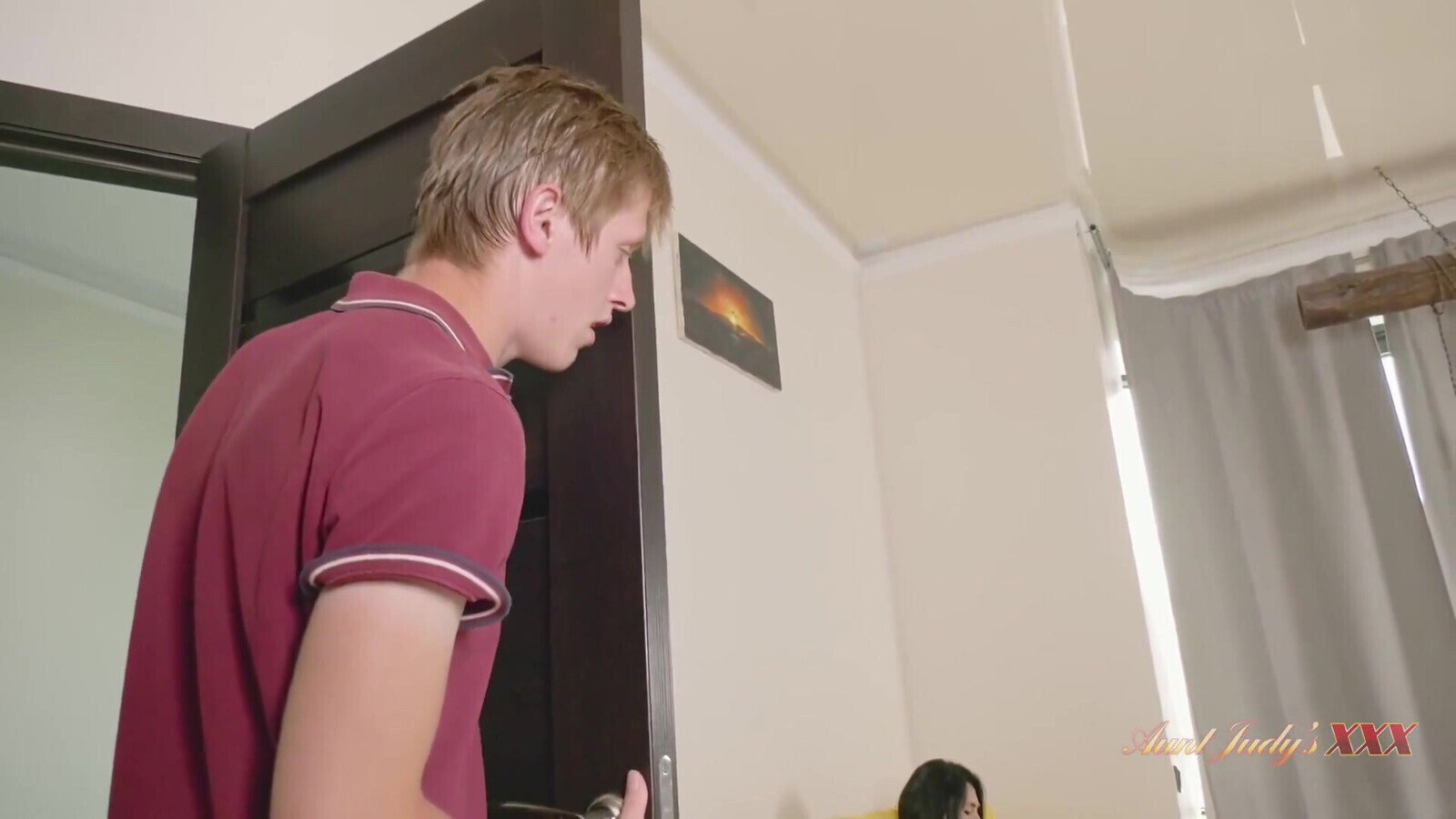 AuntJudysXXX 46yo Stepaunt gets caught masturbating horny step-nephew