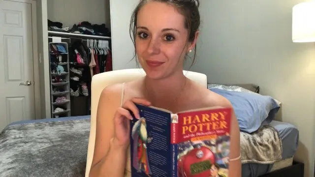 Hysterically Reading Harry Potter while Sitting Vibrator