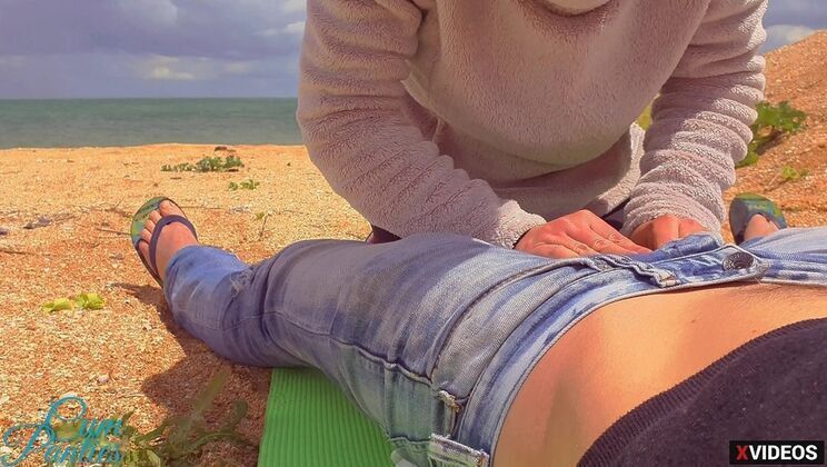 Stranger creampies pussy beach public with Realpanties