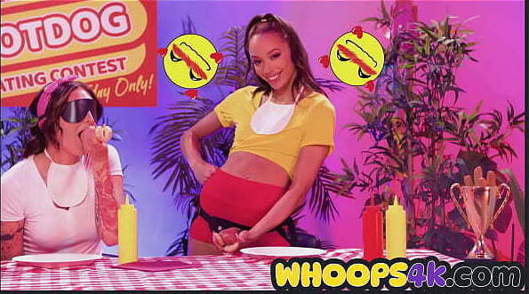 Wild Lesbian Threesome Together Eating Contest