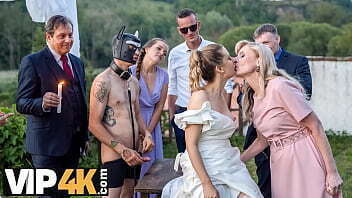 BRIDE4K. Sexy bride with natural having kinky with groom dressed hound