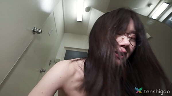 Japanese girl fucks wildly hallway floor.