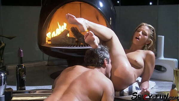 Blonde Girlfriend Gets Sprayed Over Body