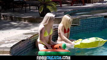 FamilyOrgasm Brothers Snooping Their Stepsisters Pool