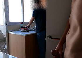 masturbate secretly while roommate washes dishes