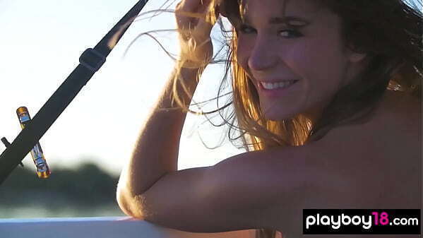 natural Ukrainian bombshell Raisa relaxing naked boat