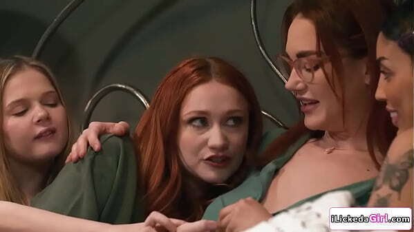 Lesbian stepdaughter sharing busty stepmom with bffs