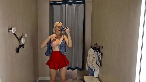 Public Store Tease &ndash_ Blonde with Shopping Without Panties