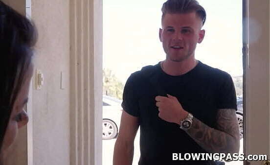 Milf giving college tenant free blowjob