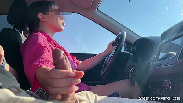 Risky Driving Handjob &ndash_ Stroking While Steering