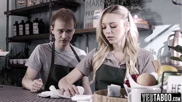 Petite blonde barista blows fucks cheating cafe