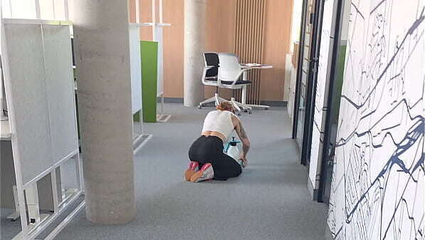 while cleaning office, took home check tight pussy