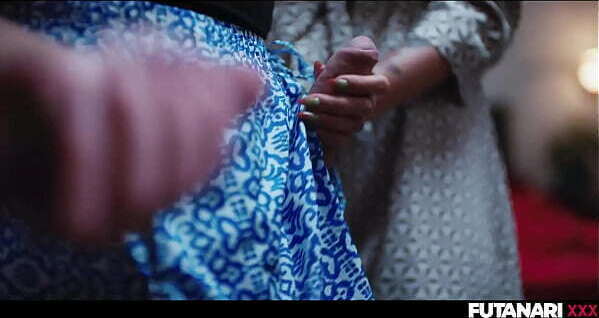 Blondes Brunette Trans Fucks Girl Lesbian Shemale Threesome with Double Futa Transformation