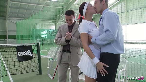 Nymphomaniac Tennis Girl talk Dick Boys Fuck before massive Cumshot Court