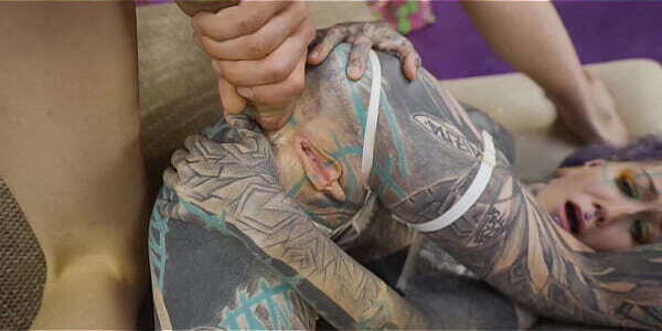 Tattoo girl fucked balls deep with pussy