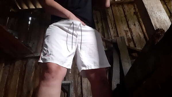 Village girl masturbates barn with clothes catches