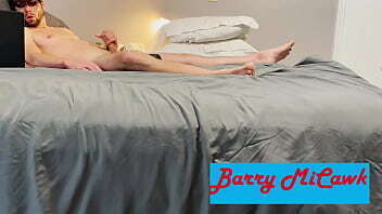 Intense masturbation with moaning using stroking, vibrating, sucking while having balls vibrated