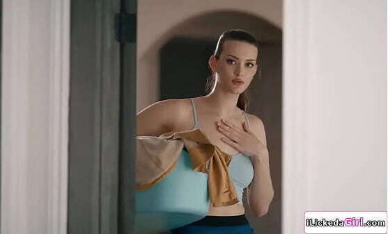 Lesbian couple invite brunette housekeeper have threesome