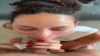 Tattooed Brazilian Brunette&rsquo_s SLOPPY BLOWJOB Face Mobile! MPBNG