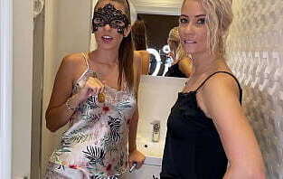 Double Blowjob before pajama Photoshoot Blowjob