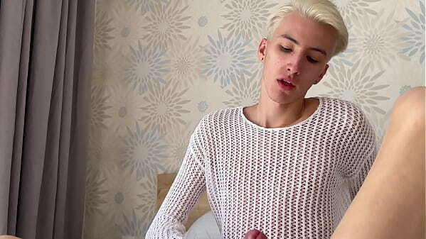 Daddy jerks off his stepson'_s big cock and helps him cum a lot