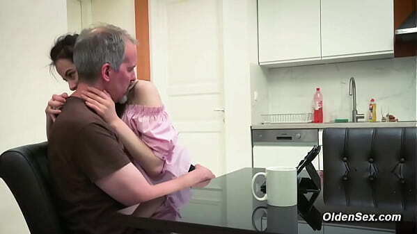 Stepdad fucks naughty skinny teen kitchen