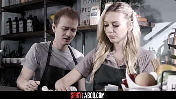 Blonde cheating boyfriend risky workplace