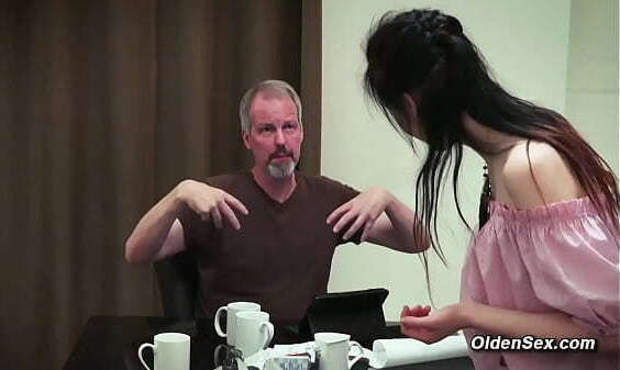 Teen seduces fucks stepdad kitchen