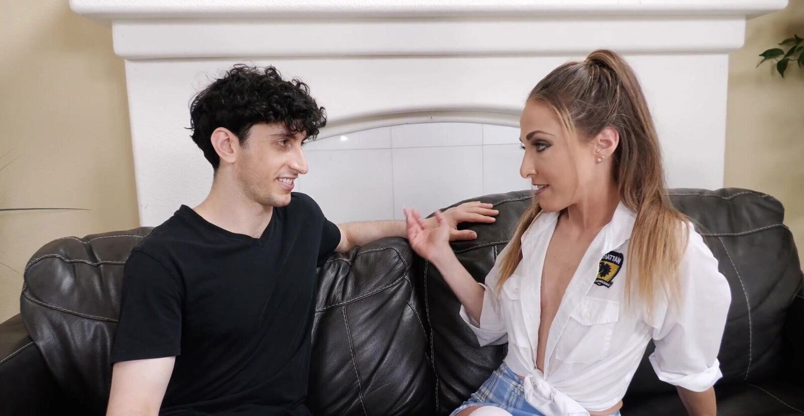 Petite Alexis James with long hair seduces boyfriend steamy scene