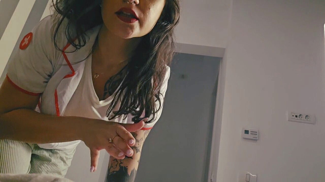 Super nurse Artegirlx with giant gives handjob caught dripping