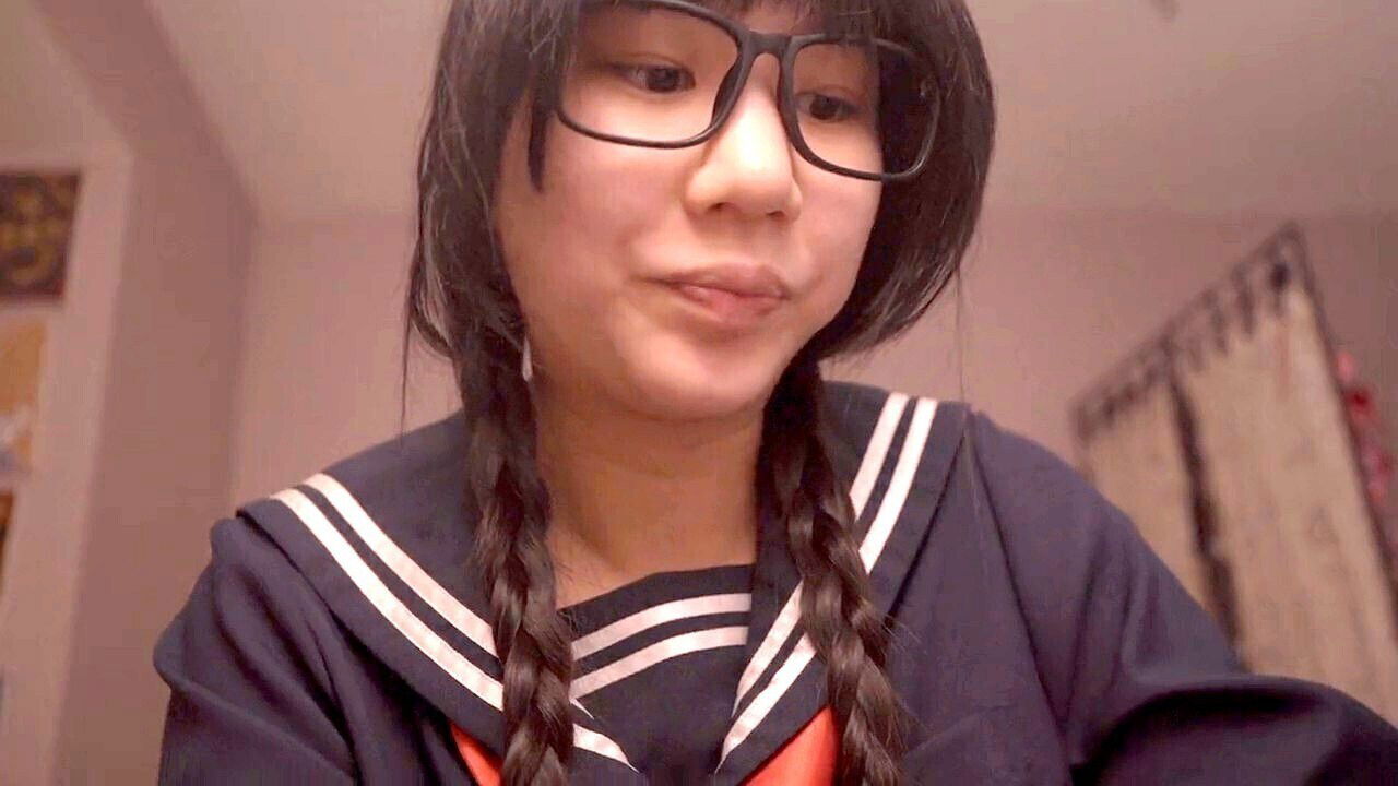 Cute inexperienced Japanese schoolgirl Alize Zaide solo cosplay