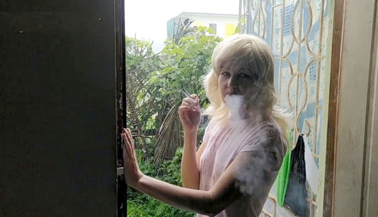 blonde Angel Dani Fowler naughty naturist showing garden