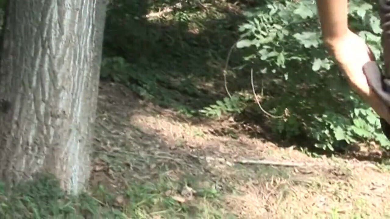 redhead slut shows pussy outdoors