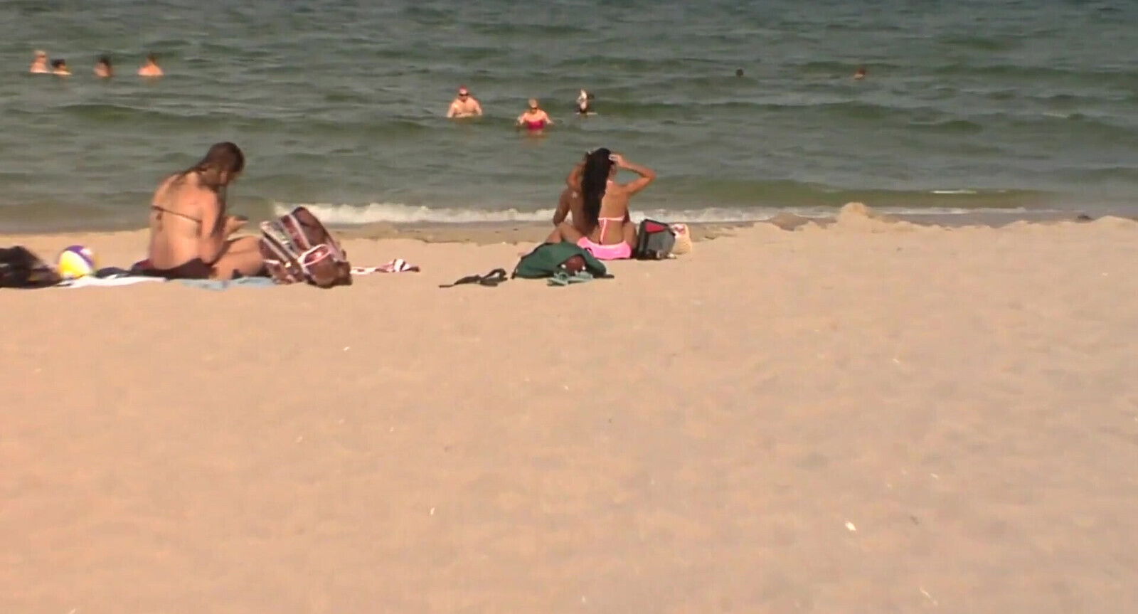 Blonde teen picked beach