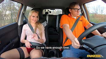 Horny MILF Sexy Underwear takes deep pussy Fake Driving School