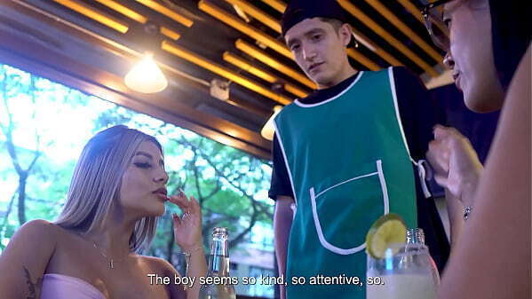 Hotel waiter agrees with client stepmother, they having rough, wild sex.