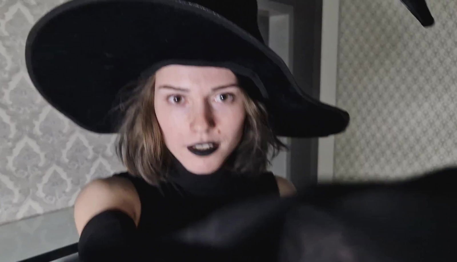 Spooky witch seduces Halloween night asks fuck